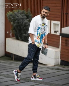 تیشرت استایل آزاد پشت و جلو سفید